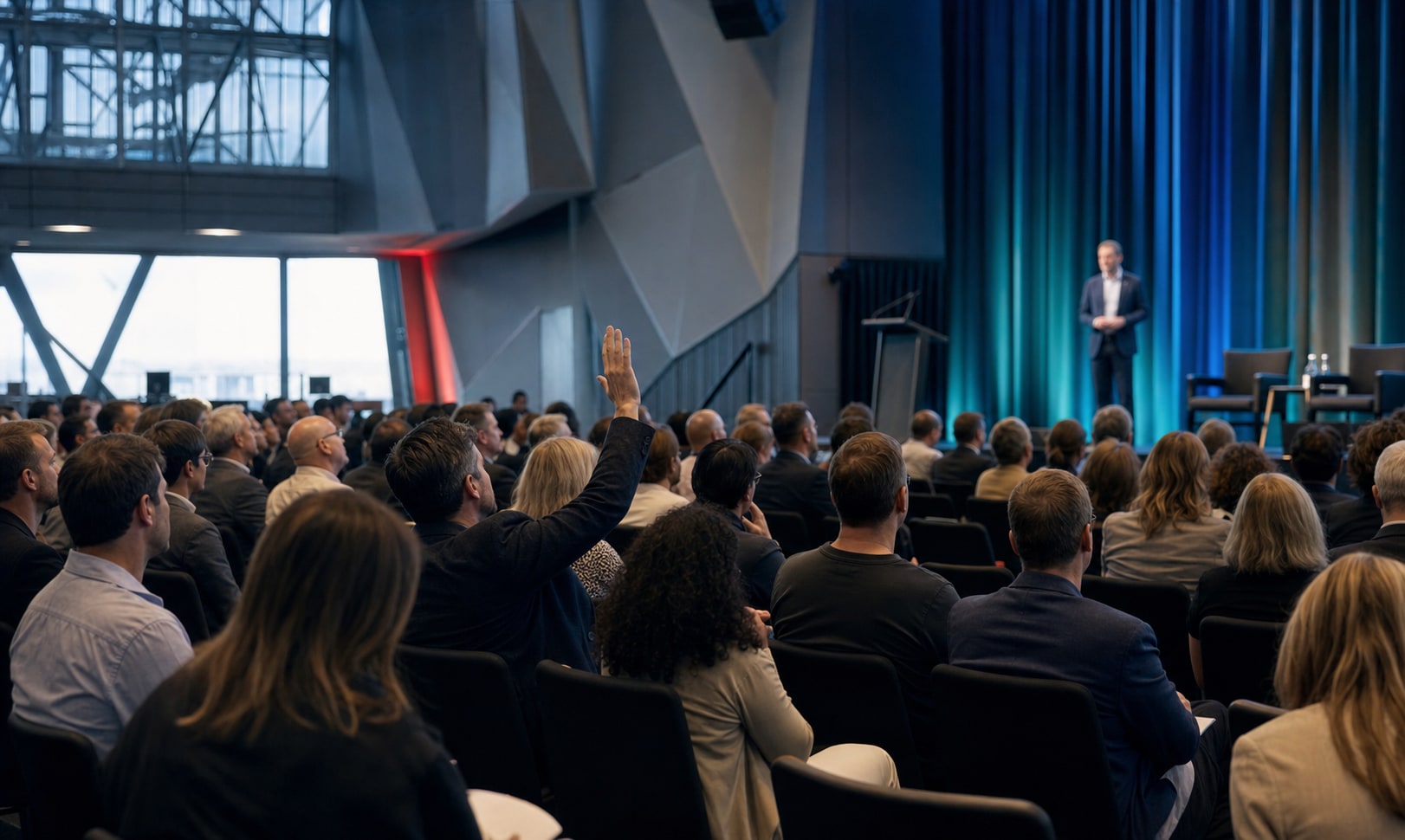 Conference audience participating in a keynote question-and-answer session